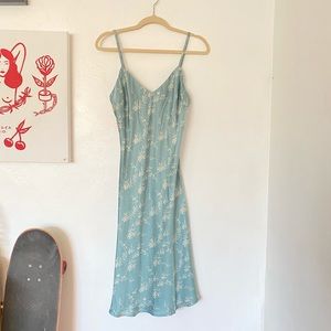 Silky blue cami slip dress